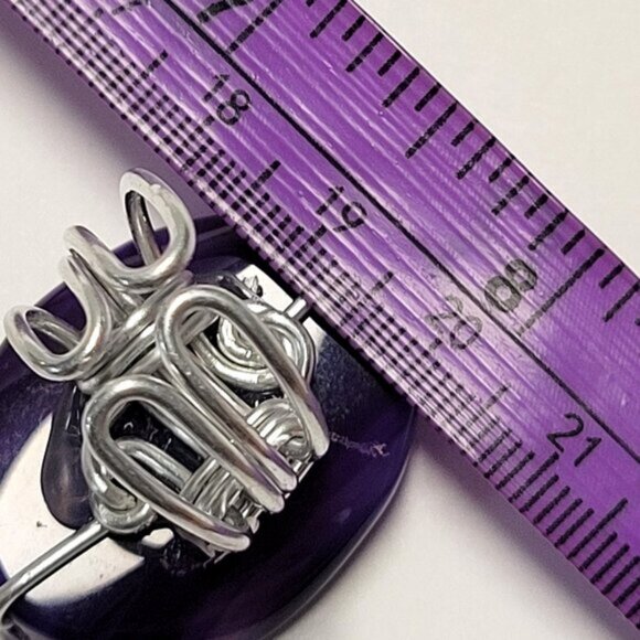 Purple Agate Oval Ring Adjustable Band - Picture 6 of 10